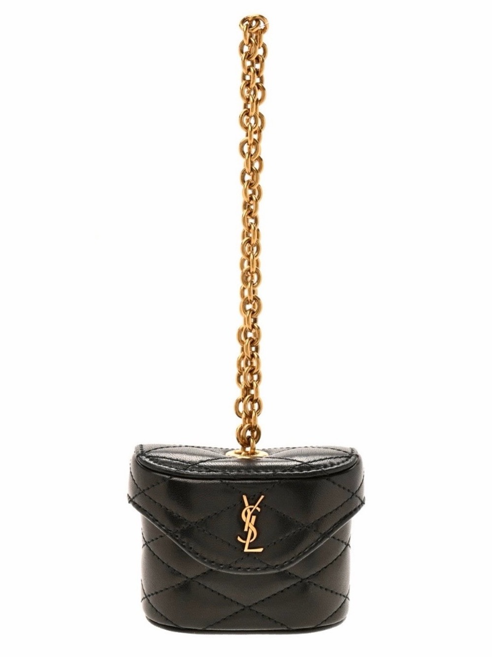 SAINT LAURENT Lambskin Matelasse Monogram YSL June Box Bag Clutch New with Tags
